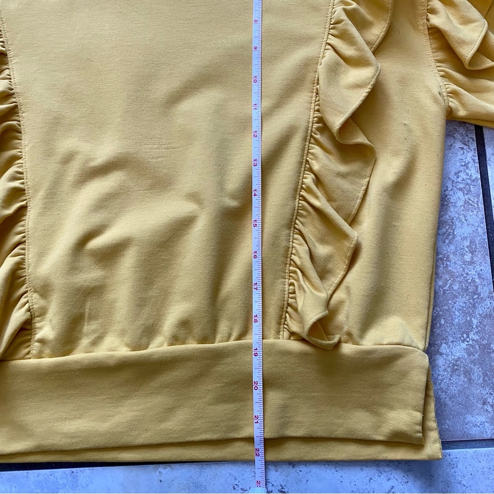 Women’s Ann Taylor Mustard/Yellow Ruffle Sweatshirt sz XS [g86] - Picture 4 of 7